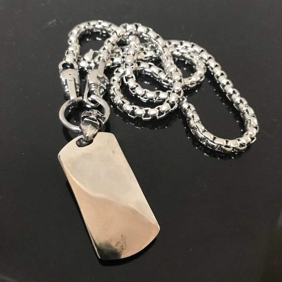 Skull Necklace Pendant Chain Biker Silver Rock Mans Moto Gothic Motorcycle - Picture 6 of 7